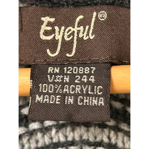 EYEFUL Beige Gray Print Shawl Wrap Scarf Fringe NYC Boutique Boho Chic - Picture 2 of 9